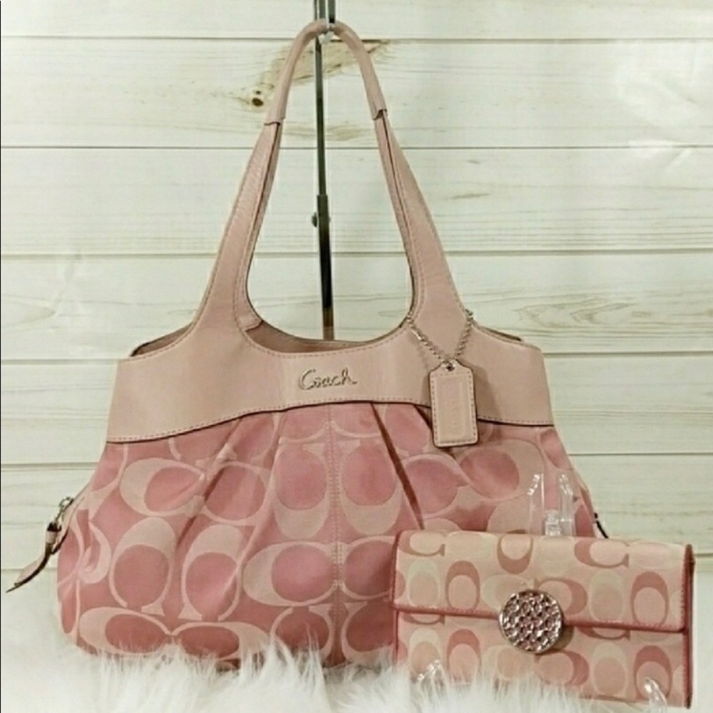 Coach Lexi, pastel pink with matching wallet